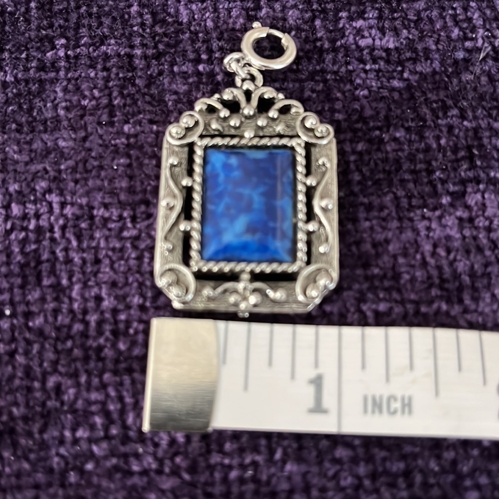 *Vintage Blue stone and Silver pendant - Picture 5 of 5